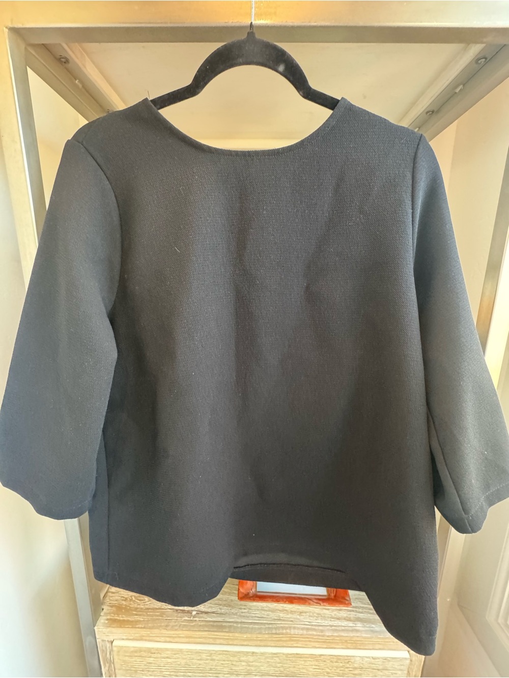 Everly Black Boatneck Three-Quarter Sleeve Top
